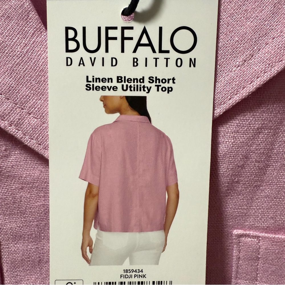 Buffalo David Bitton Blush Pink Button Down Linen Lightweight Sz Large Top - Picture 2 of 7